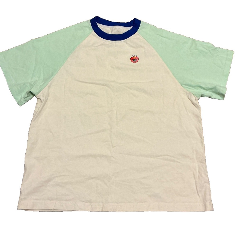 Elmo Sesame Street White Sketch Cartoon Face Graphic Vintage T-shirt Size M